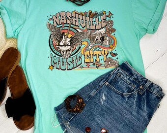 Nashville Music City USA T Shirt, Unisex Tee, Soft Shirts Short Sleeve T Shirt, Nashville T Shirt, Graphic Tees