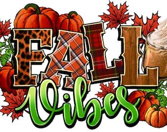 Fall DTF Heat Transfer | Pumpkins Plaids Leaves & Lattes | Ready to Press |  Fall Vibes Ready to Press Tshirt Heat Press Transfer