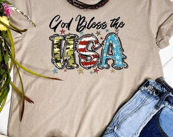 God Bless the USA T Shirt, Patriotic T Shirt, USA T Shirt, American Shirt, Freedom Shirt, Faith Shirt