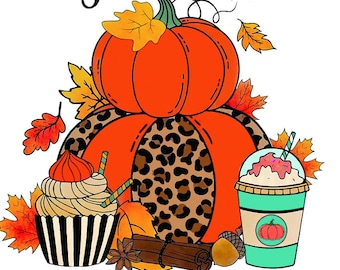 Pumpkins, Lattes, Cupcakes | Leopard Print | DTF Heat Transfer |  Ready to Press |  Just a Girl Who Loves Fall | Fall Heat Transfer
