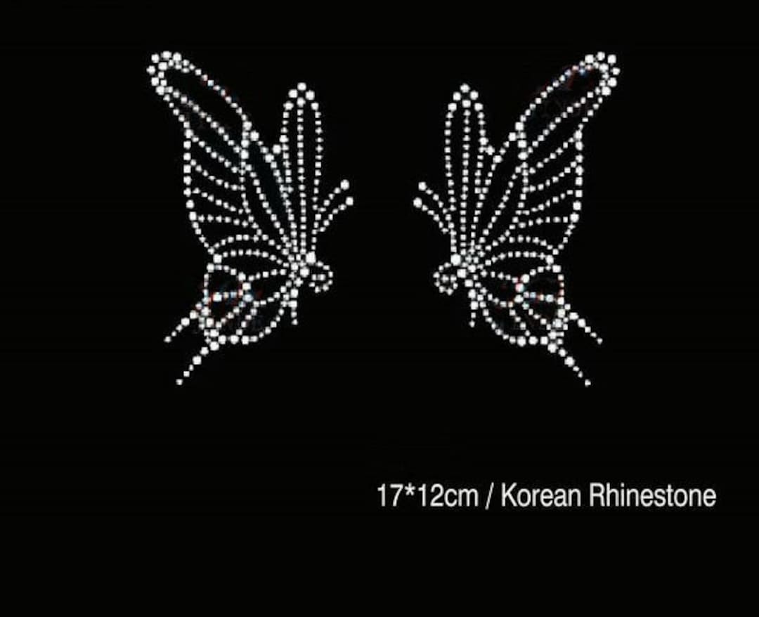 Butterfly Pair Rhinestone Heat Press Transfer - Hotfix Iron on ...