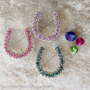 24 colors Rhinestone Crystal Horseshoe Brooch Pin