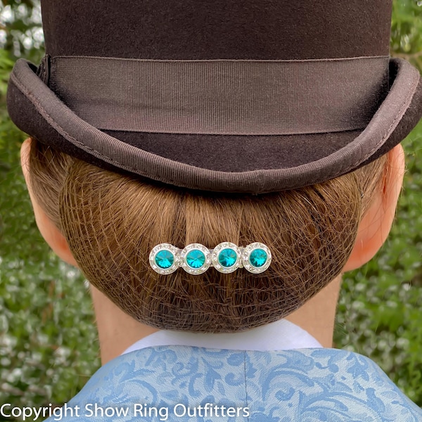 Crystal Bun Barrette, 20 colors, saddleseat bun bow, saddle hair barrette