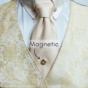 Crystal No Poke Tie Tack, 25 Colors, Silver or Gold, Strong Hold, Men's Tie Necktie Accessories