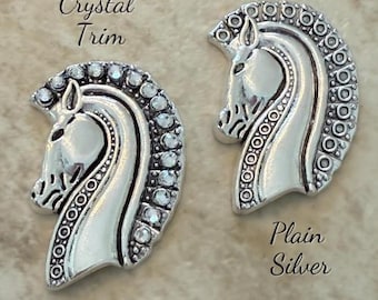 Horse Head No Poke Brooch Pin, Silver, Saddleseat, Hunt Seat, Equestrian, Invisible Hold