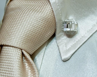 Square Crystal Collar Bar, Silver or Gold, Men's Tie Pin, Men's Accessories, Saddle Seat