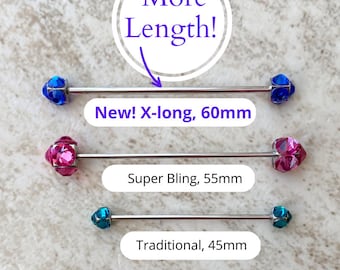 X-long Crystal Collar Bar, 14 colors, Tie Bar, Collar Pin, Saddle Seat, Saddleseat Tie Bar, Saddleseat Collar Bar