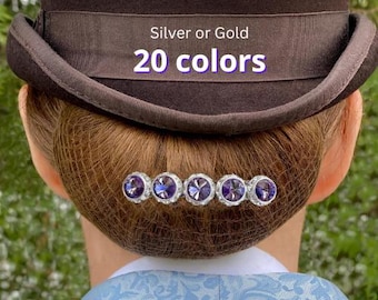 Crystal Bun Barrette, 20 colors, saddleseat bun bow, 5-stone