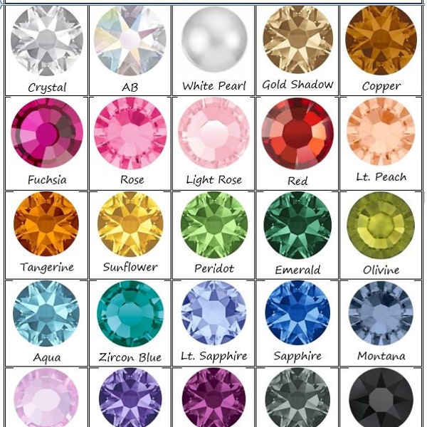 In-stock crystal color sample, Choose 3 (from 25 choices)