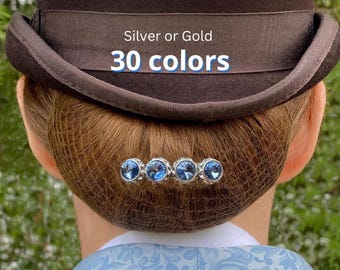 Crystal Bun Barrette, 30 colors, saddleseat bun bow, saddle seat hair barrette
