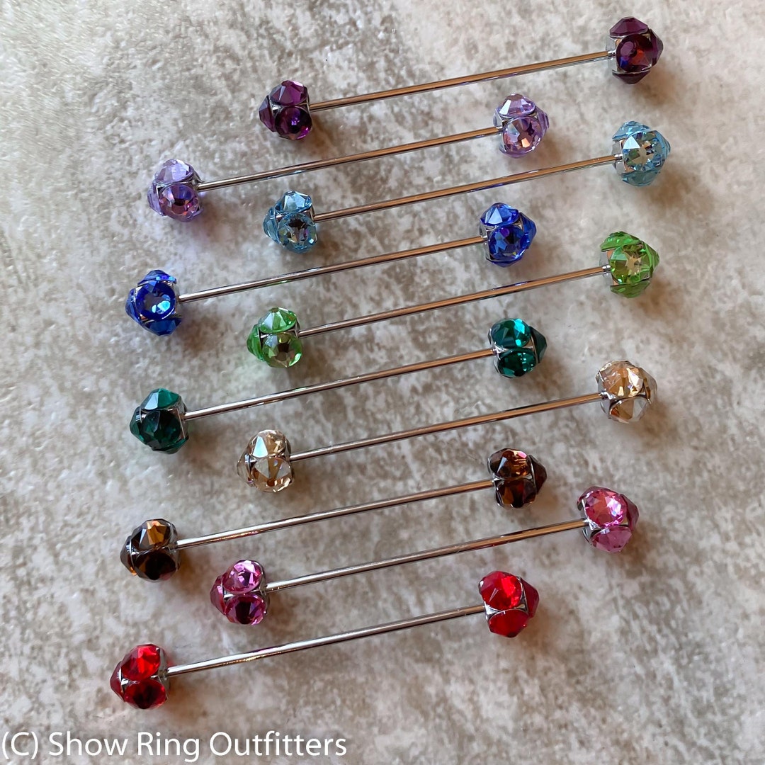 25 Colors, Large Crystal Collar Bar, Tie Collar Bar, Saddleseat, Saddle