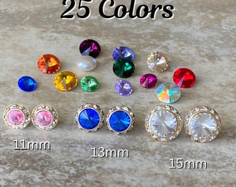 GOLD rivoli earrings, pierced, 3 sizes, Nickel Free, Titanium Post, Hypo, for dance, performance, horse shows, weddings