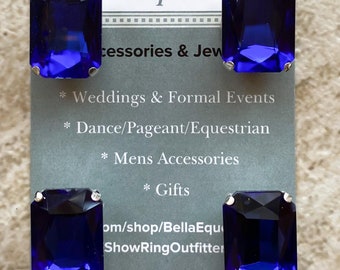 Horse Show Number Magnets, Blue Emerald Cut, Silver, Magnetic Number Holders