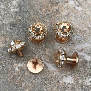 25 colors, Screw-on crystal shirt studs, gold finish.  Screw down screw back dress shirt studs, Groom Wedding Gift