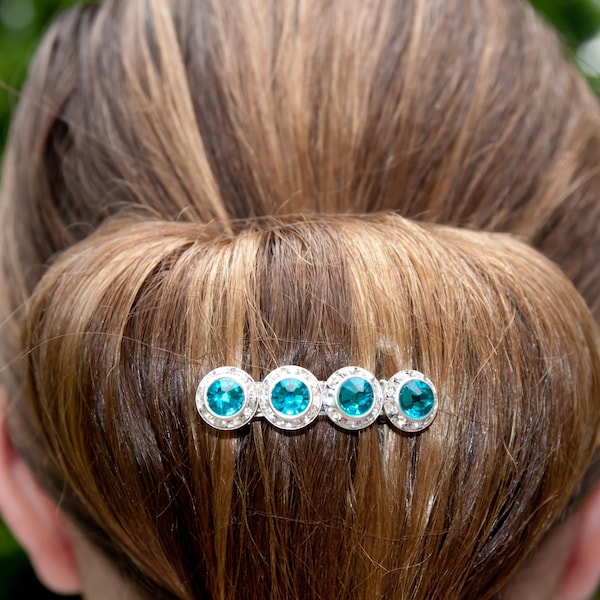 Crystal Bun Barrette, 20 colors, saddleseat bun bow, saddle hair barrette