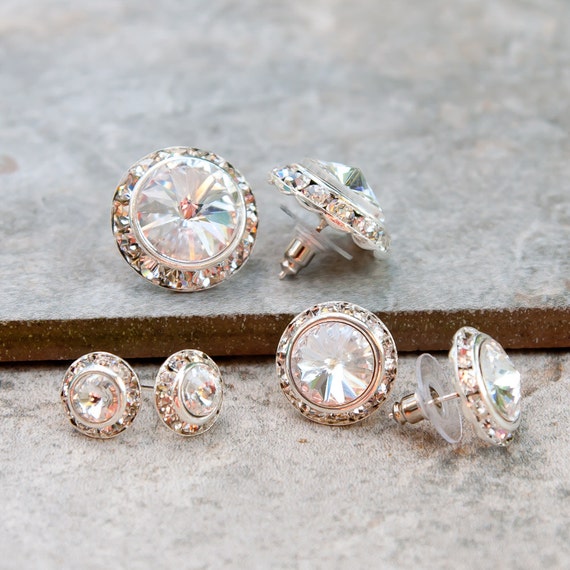 Crystal clear stud earrings Etsy