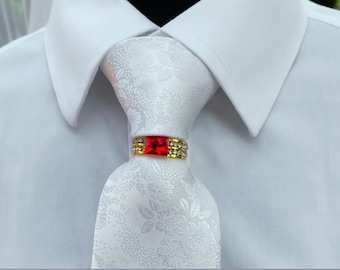 Crystal Tie Ring, 7 Colors, Tie Accessory, Men's Necktie Ring