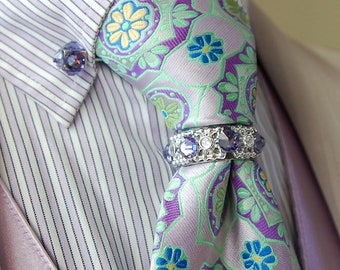 25 Colors, Crystal Tie Ring, Saddleseat, Saddle Seat Accessories, Men's Necktie Accessory