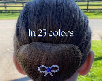 Rhinestone Bun Bow, 25 colors, saddleseat hair bow, rhinestone bun barrette, saddle seat bow, horse show hair bow