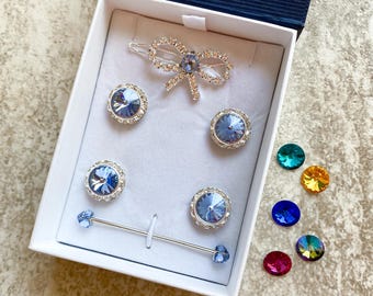 20 colors, 6-pc Horse Show Set, No Poke Number Holders, Bun Barrette and Collar Bar, Saddleseat