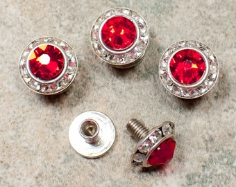 25 colors, Screw-on crystal shirt studs, silver finish, Austrian Crystal screw down, screw back dress shirt studs, Groom Wedding Gift