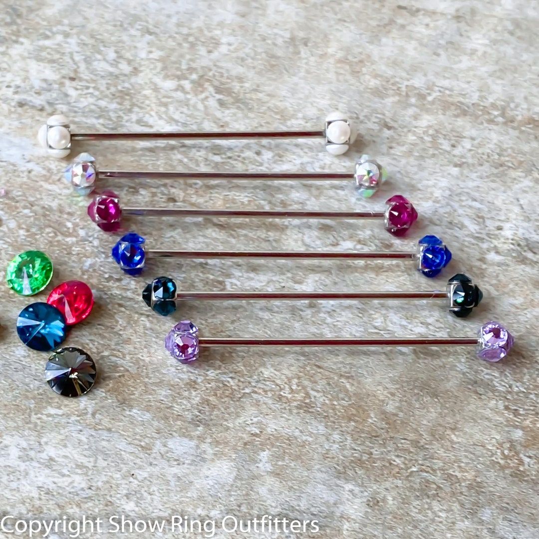 Crystal Collar Bar, 25 Colors, Tie Collar Bar, Collar Pin, Saddle Seat