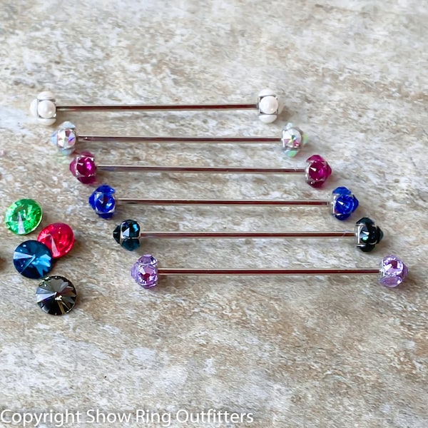 Crystal Collar Bar, 25 colors, Tie Collar Bar, Collar Pin, Saddle Seat, Saddleseat Accessory