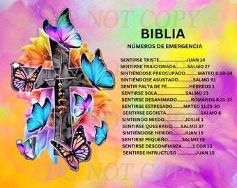 Números de emergencia de la Biblia en español-Biblia numeros de emergencia -envoltura de vaso de 20 oz