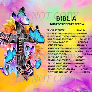 Bible Emergency numbers in Spanish tumbler 20oz Wrap