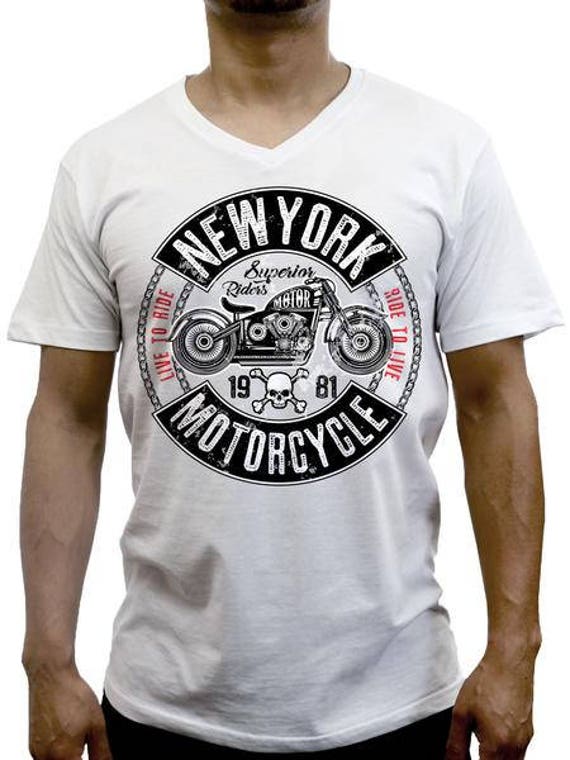 Motorcycle Biker Skull Motor City Mens Black Cotton T-shirt Top Tee Good Quality