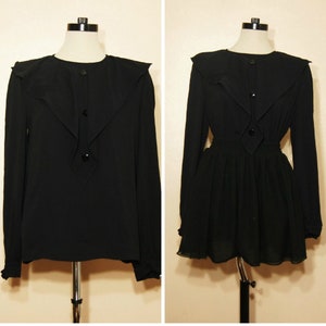 1980’s Valentino Silk Blouson Blouse in Black