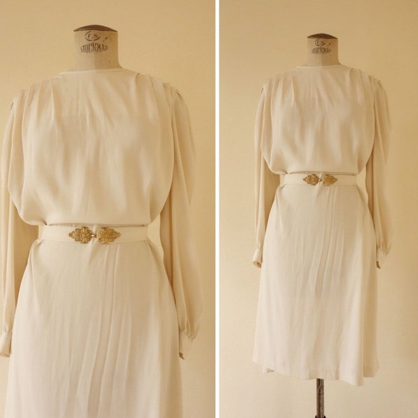 Vintage 1970’s Maurice Senilh French Dress in Creme