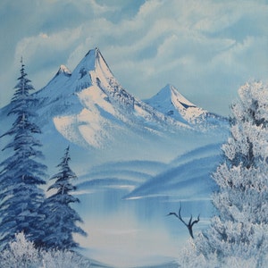 Hand painted oil painting Snowy Mountain - 18&quot; X 24&quot;, snowy mountains,  home decor painting