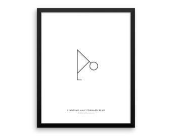 Yoga Pose Print: Standing Half Forward Bend Print, Minimalist Wall Art, Yoga Wall Decor, Health and Fitness Poster - Instant Download