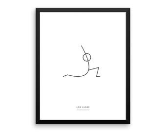 Yoga Pose Print: Low Lunge Print, Minimalist Wall Art, Yoga Wall Decor, Health and Fitness Poster, Modern Minimal Art - Instant Download