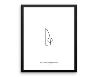 Yoga Pose Print: Forward Fold Pose, Minimalist Wall Art, Yoga Wall Decor, Health and Fitness Poster, Modern Minimal Art - Instant Download