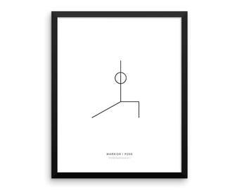 Yoga Pose Print: Warrior I Print, Minimalist Wall Art, Yoga Wall Decor, Health and Fitness Poster, Modern Minimal Art - Instant Download