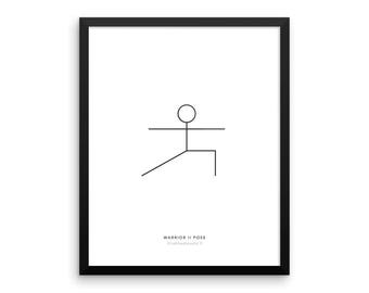Yoga Pose Print: Warrior II Print, Minimalist Wall Art, Yoga Wall Decor, Health and Fitness Poster, Modern Minimal Art - Instant Download