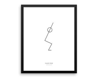 Yoga Pose Print: Chair Pose Print, Minimalist Wall Art, Yoga Wall Decor, Health and Fitness Poster, Modern Minimal Art - Instant Download