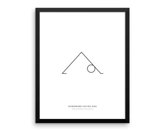 Yoga Pose Print: Downward Facing Dog, Minimalist Wall Art, Yoga Wall Decor, Health and Fitness Poster, Modern Minimal Art - Instant Download