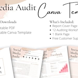 Social Media Audit Report, Basic Audit Template, DIY Social Media Audit, Editable Canva Template, Social Media Evaluation