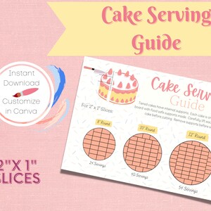 Cake Servieranleitung 2 "x 1" Scheiben, druckbare PDF-Datei, bearbeitbare Canva-Vorlage, anpassbar, Kuchen schneiden