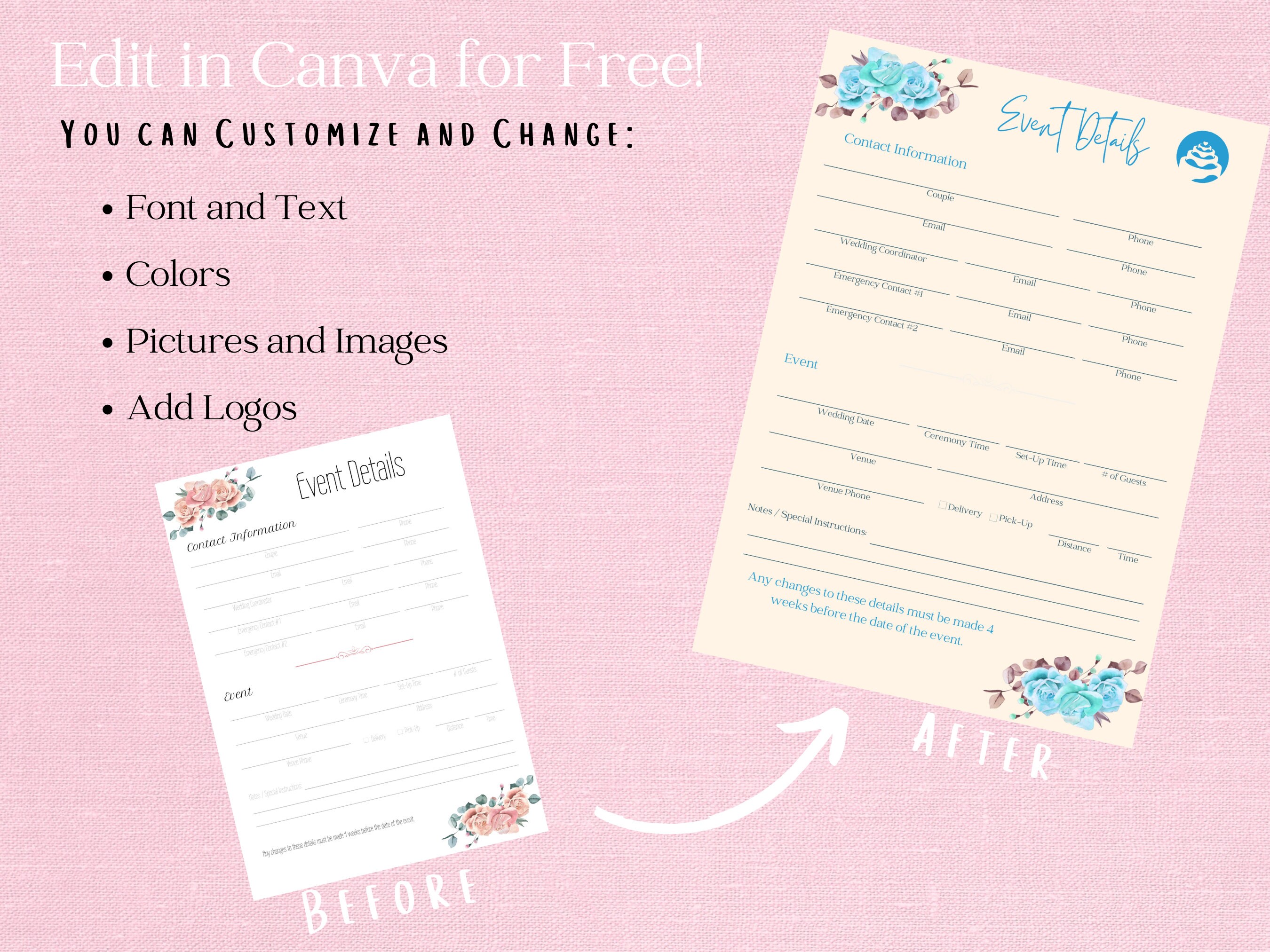 Cake Contract, Printable PDF, Editable Canva Template, Wedding Cake ...