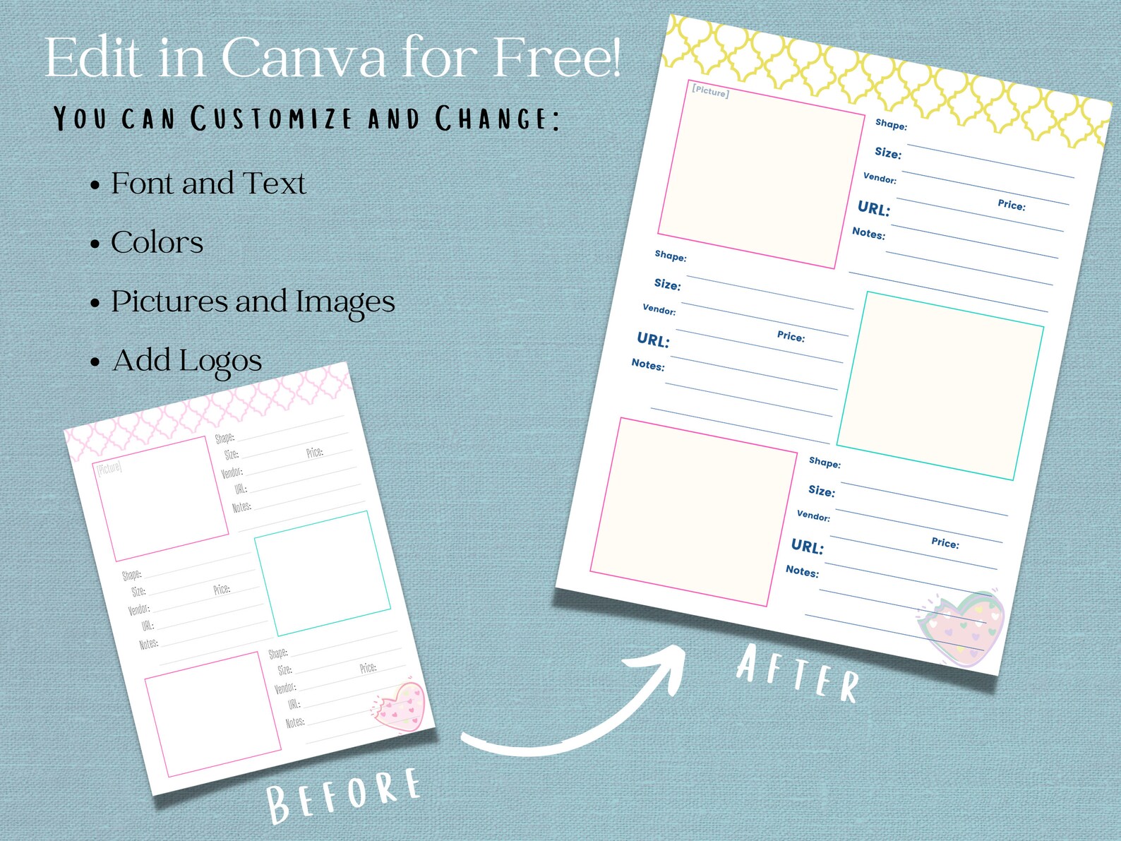 Cookie Cutter Organizer, Printable PDF, Editable Canva Template, Sugar