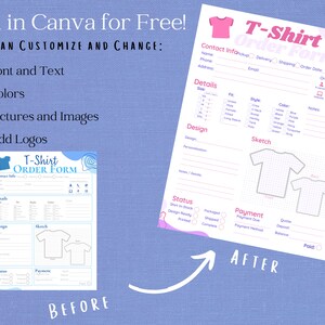 T-shirt Order Forms Bundle Printable PDF Editable Canva - Etsy