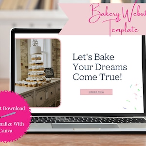 Bakery Website Template, Simple Canva Web page, Editable Canva Template, Cake Website, Home Bakery Website, Cottage Baker Website