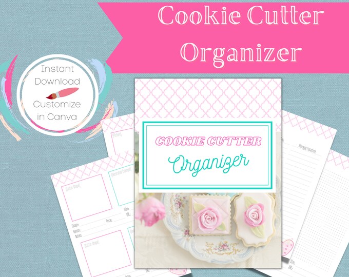 Cookie Cutter Flash Card.pdf Cookie Cutter Organizer, Printable PDF, Editable Canva Template, Sugar ...