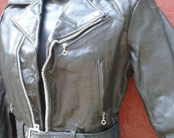 Boys Black Leather Motorcycle Vest 14 Childs Biker Kids 4XL