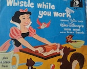 Vintage Disney 45 Vinyl Records, Farmer in the Dell, Snow White Whistle While You work, Midcentury, Disneyland Music Co., 1960 39 s LOT OF 2