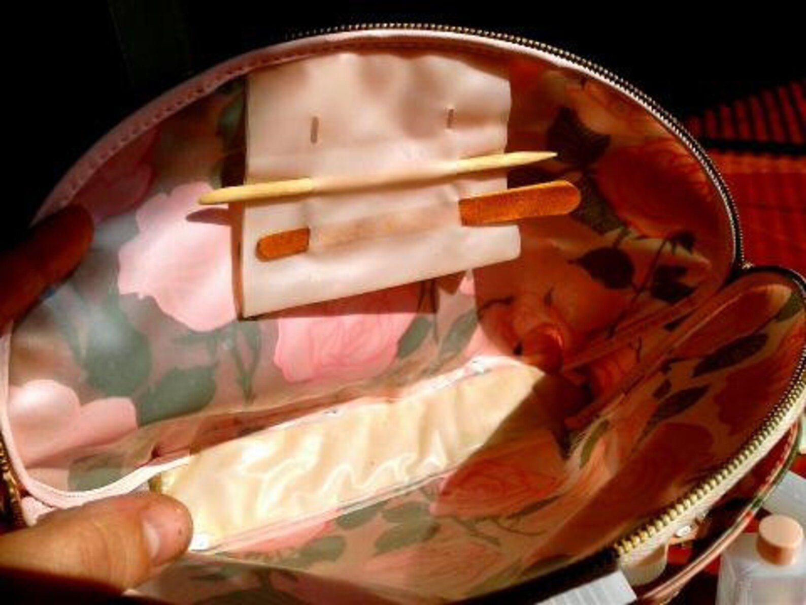 Vintage Cosmetic Case Floral Pink Roses Midcentury Vinyl Etsy